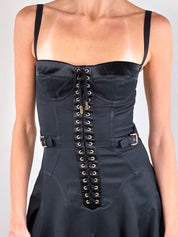 Dolce & Gabbana S/S 2007 Black Corset Lace-Up Fit and Flare Dress - XS/S