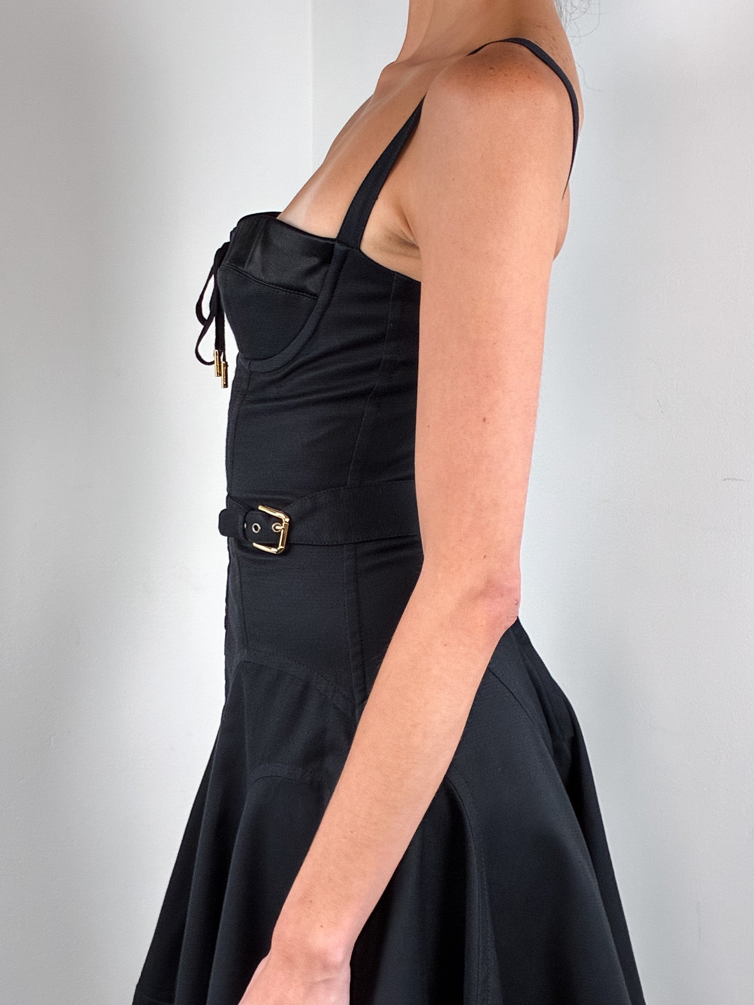 Dolce & Gabbana S/S 2007 Black Corset Lace-Up Fit and Flare Dress - XS/S