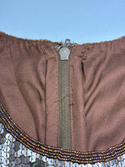 2000s Brown Sequin Beaded Rose Tank - S/M