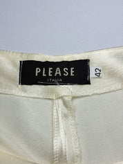 Please 2000s Champagne Satin High-Waisted Wide-Leg Pants - XS