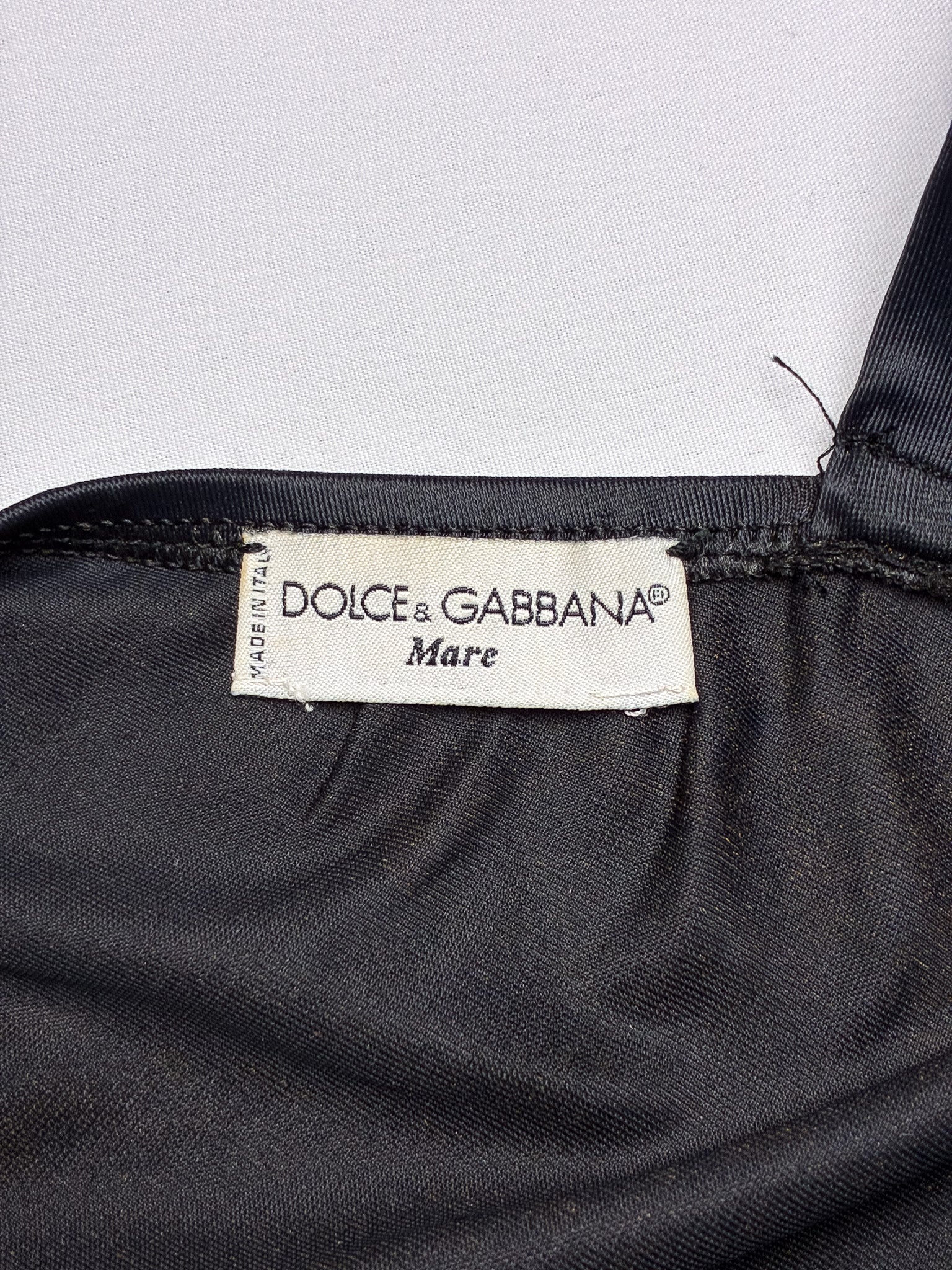 Dolce & Gabbana Mare 1990s Black Satin Slip Dress - S/M