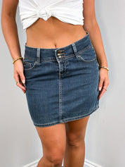 Morgan de Toi 2000s Dark Wash Low Rise Denim Mini Skirt - M/L