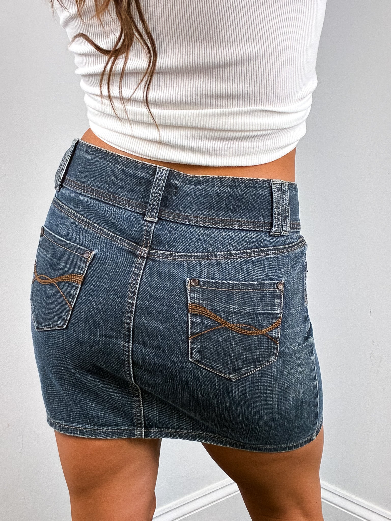 Morgan de Toi 2000s Dark Wash Low Rise Denim Mini Skirt - M/L