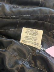 2000s Black Leather Real Fur Shawl Collar Belted Jacket - M
