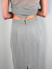 Gai Mattiolo 2000s Grey Rhinestone Buckle Handkerchief-Hem Top and Maxi Skirt Set - S/M