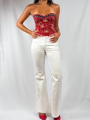 Roberto Cavalli 2000s White Low-Rise Flare Trousers - S