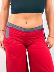 2000s Red & Grey Colorblock Low Rise Wide Leg Pants - W32