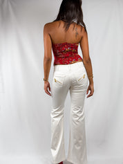 Roberto Cavalli 2000s White Low-Rise Flare Trousers - S