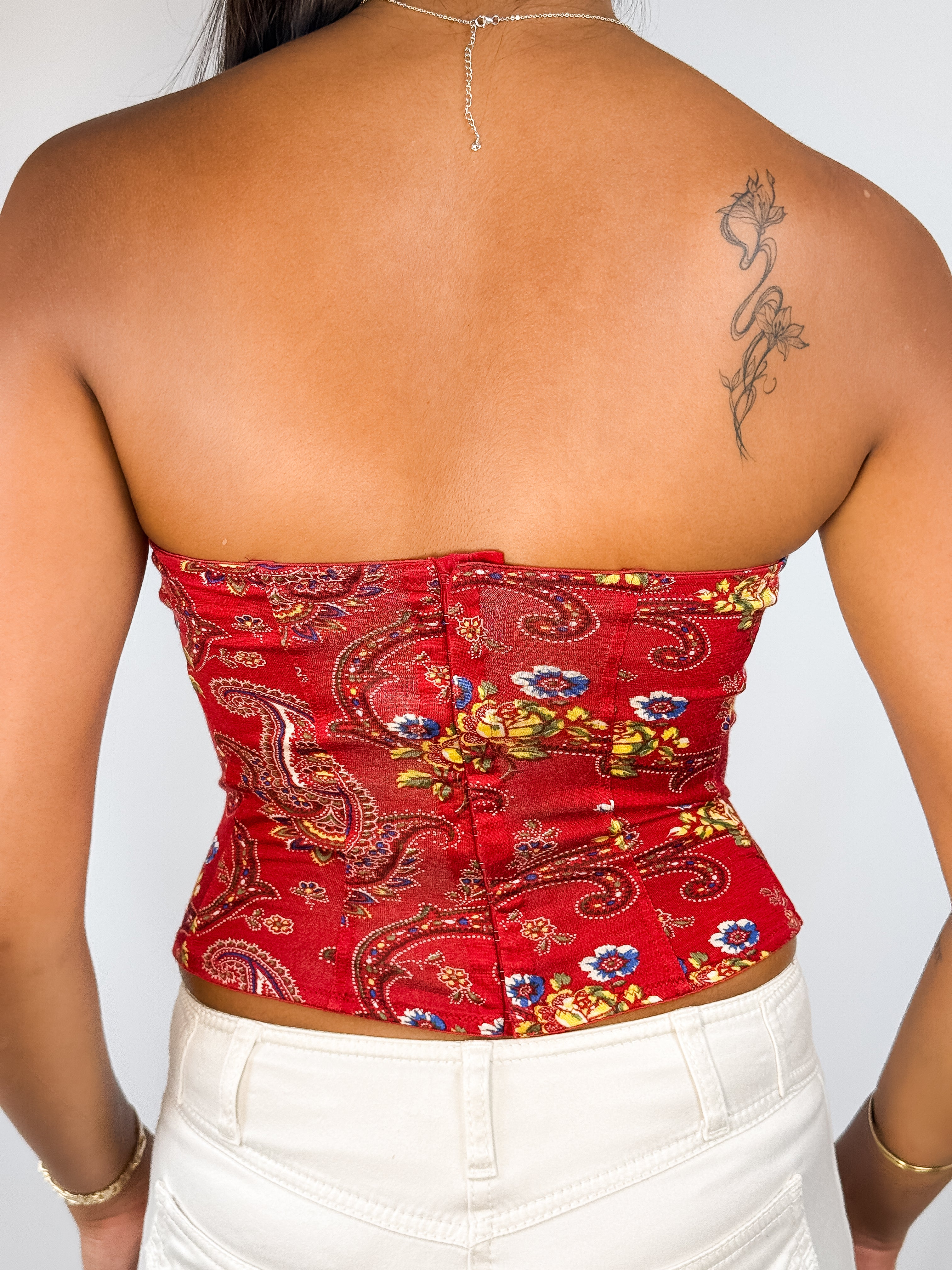 Christian Dior 2000s Red Bandana Print Bustier Top - XS/S