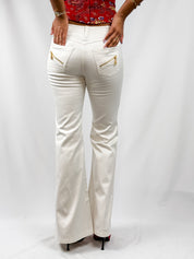 Roberto Cavalli 2000s White Low-Rise Flare Trousers - S