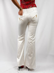 Roberto Cavalli 2000s White Low-Rise Flare Trousers - S