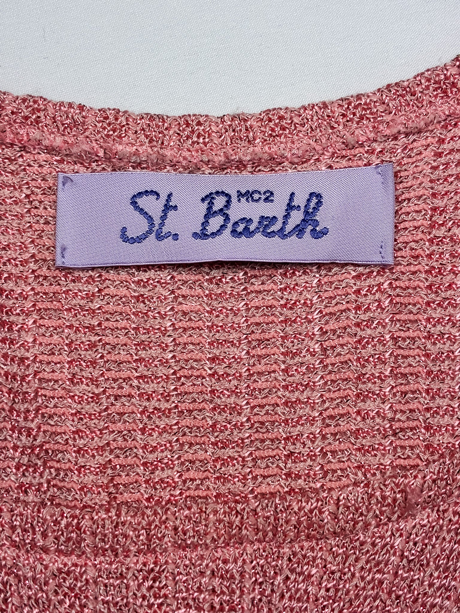 MC2 Saint Barth Pink Metallic Ruched Knit Mini Dress - S/M