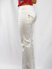 Roberto Cavalli 2000s White Low-Rise Flare Trousers - S