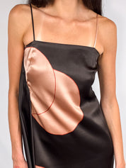 Sally Smith 2000s Dark Brown and Peach Colorblock Silk Slip Dress - S