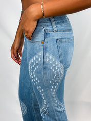 Replay 2000s Light Wash Wave-Panel Distressed Flare Jeans - W26