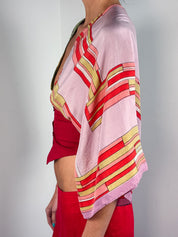 Reworked Silk Scarf Kimono Wrap Top - XS