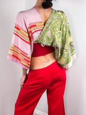 Reworked Silk Scarf Kimono Wrap Top - XS