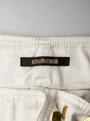 Roberto Cavalli 2000s White Low-Rise Flare Trousers - S