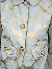 Luisa Spagnoli 2000s Cream & Blue Jacquard Rose Cropped Jacket - XS