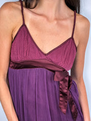 Miss Sixty 2000s Wine & Purple Chiffon Tie-Waist Mini Dress - M