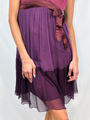 Miss Sixty 2000s Wine & Purple Chiffon Tie-Waist Mini Dress - M