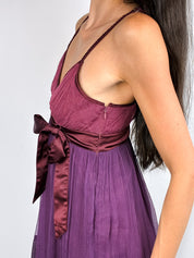 Miss Sixty 2000s Wine & Purple Chiffon Tie-Waist Mini Dress - M