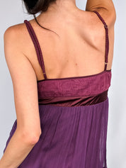 Miss Sixty 2000s Wine & Purple Chiffon Tie-Waist Mini Dress - M