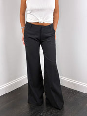 Miss Sixty 2000s Black Low Rise Wide Flare Trousers - S/M