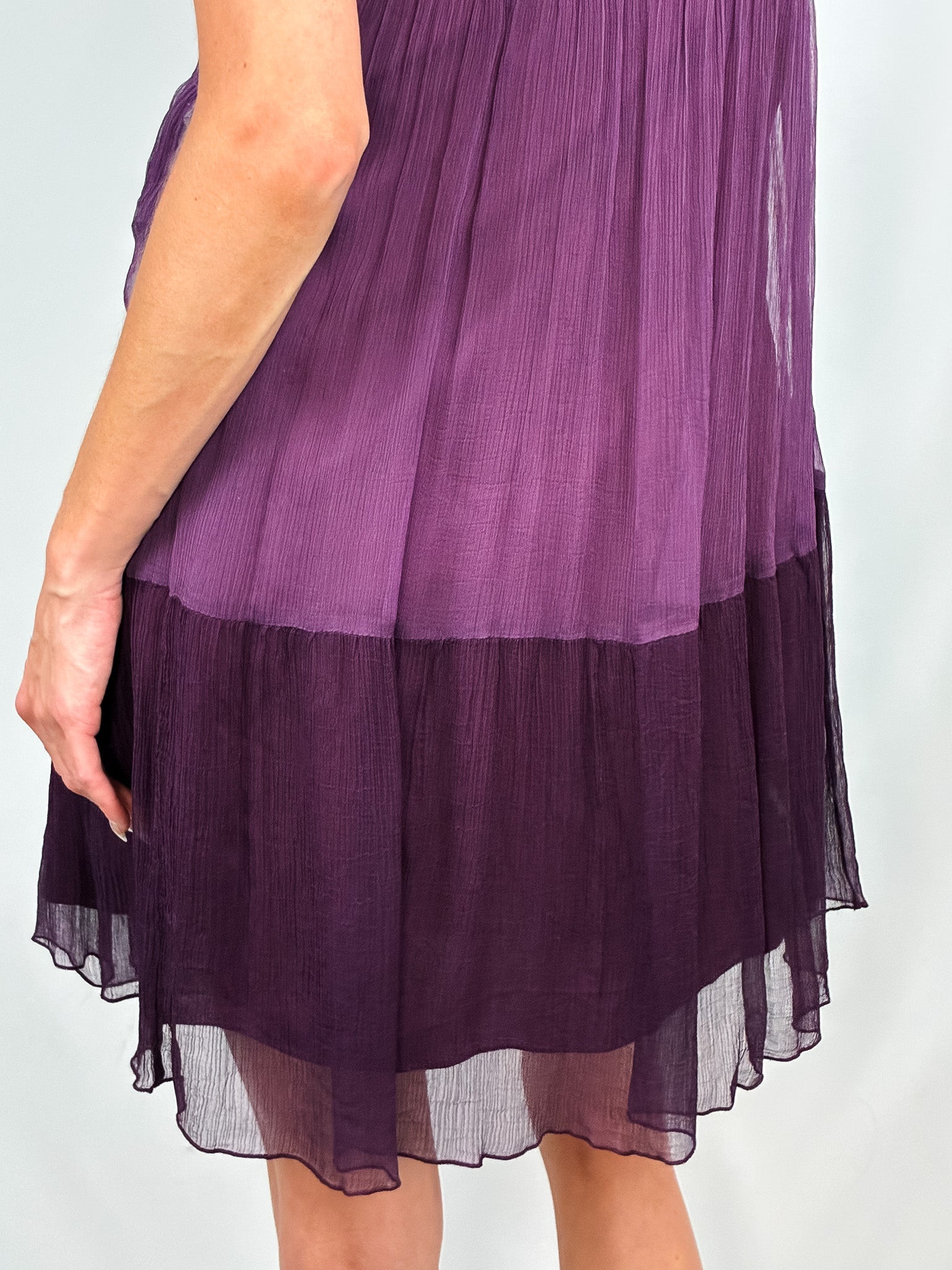 Miss Sixty 2000s Wine & Purple Chiffon Tie-Waist Mini Dress - M