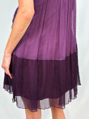 Miss Sixty 2000s Wine & Purple Chiffon Tie-Waist Mini Dress - M