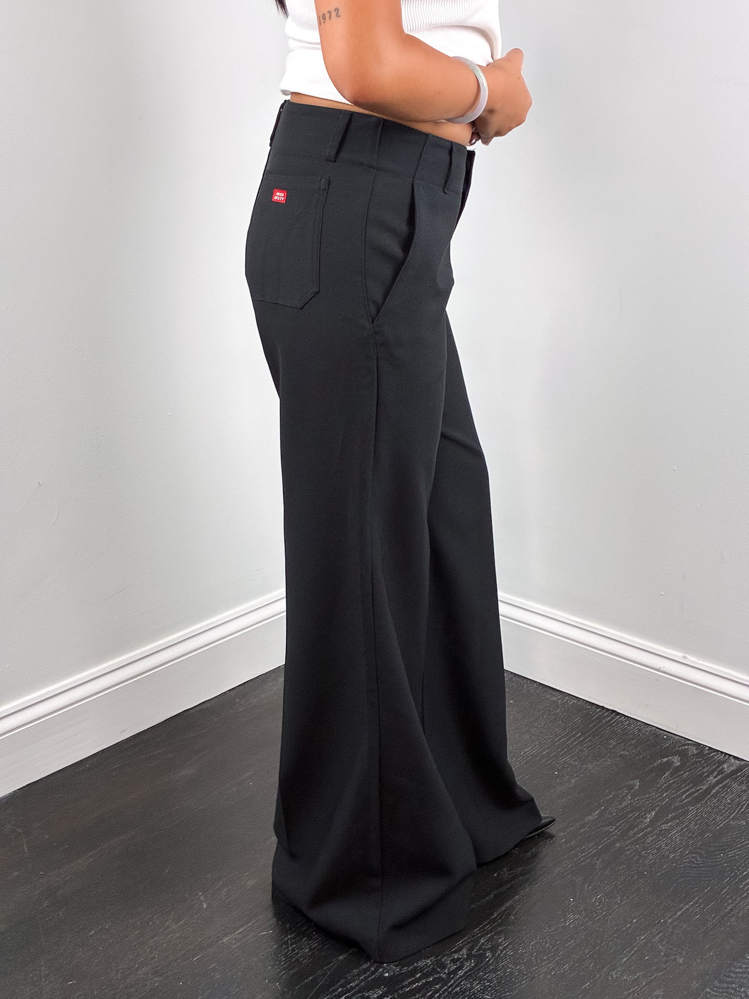 Miss Sixty 2000s Black Low Rise Wide Flare Trousers - S/M