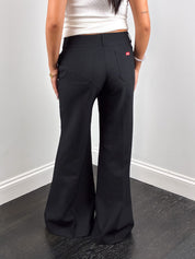 Miss Sixty 2000s Black Low Rise Wide Flare Trousers - S/M