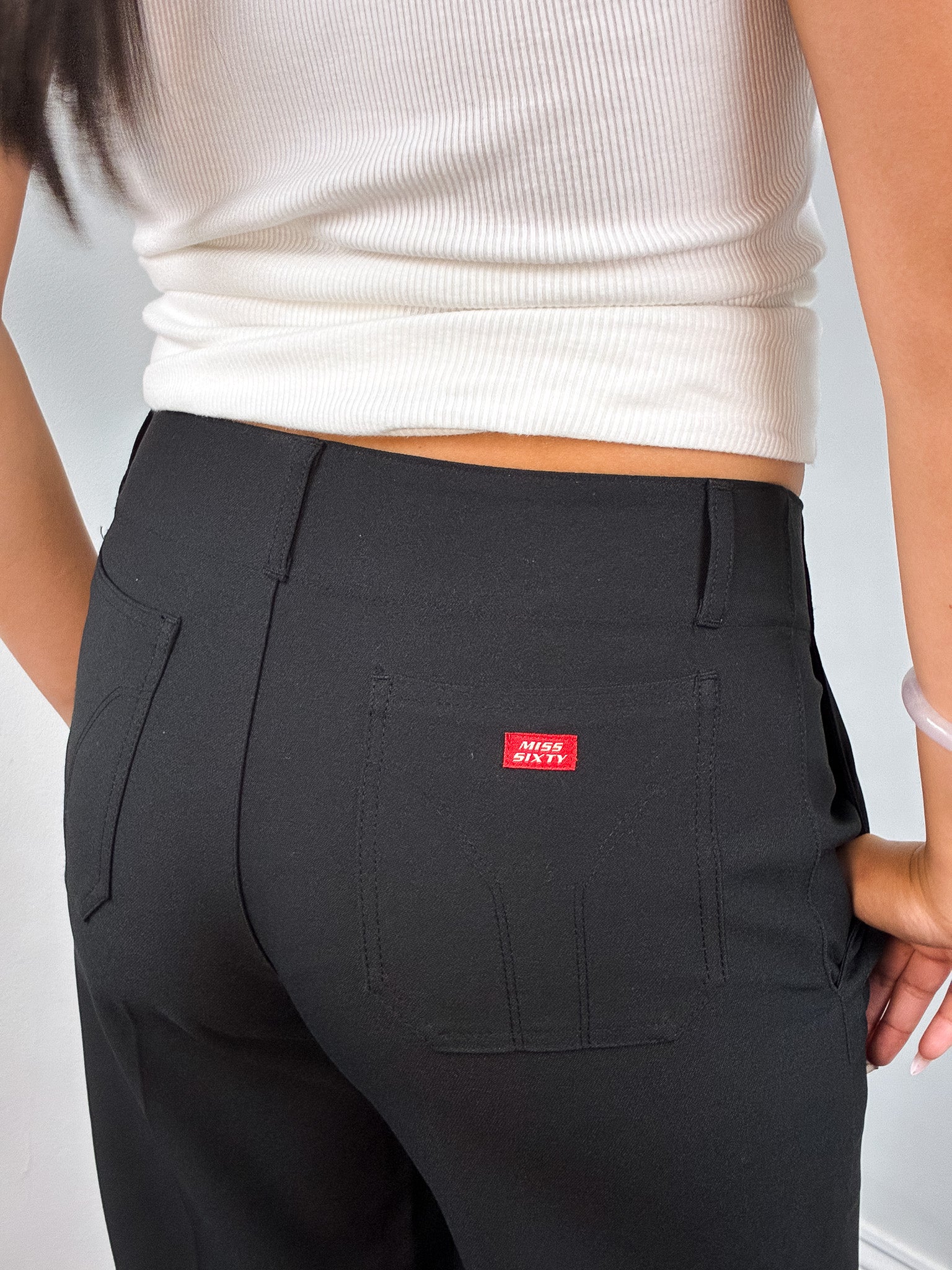 Miss Sixty 2000s Black Low Rise Wide Flare Trousers - S/M