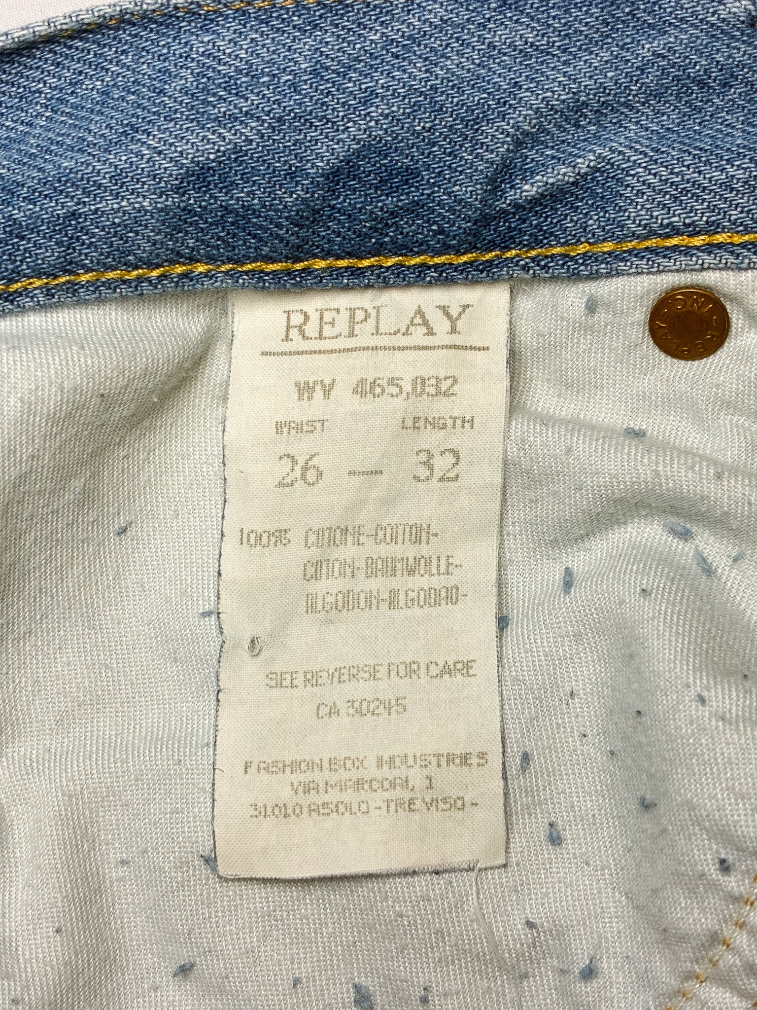 Replay 2000s Light Wash Wave-Panel Distressed Flare Jeans - W26