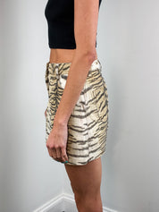 Roberto Cavalli 2000s Tiger Print Denim Mini Skirt - XS/S