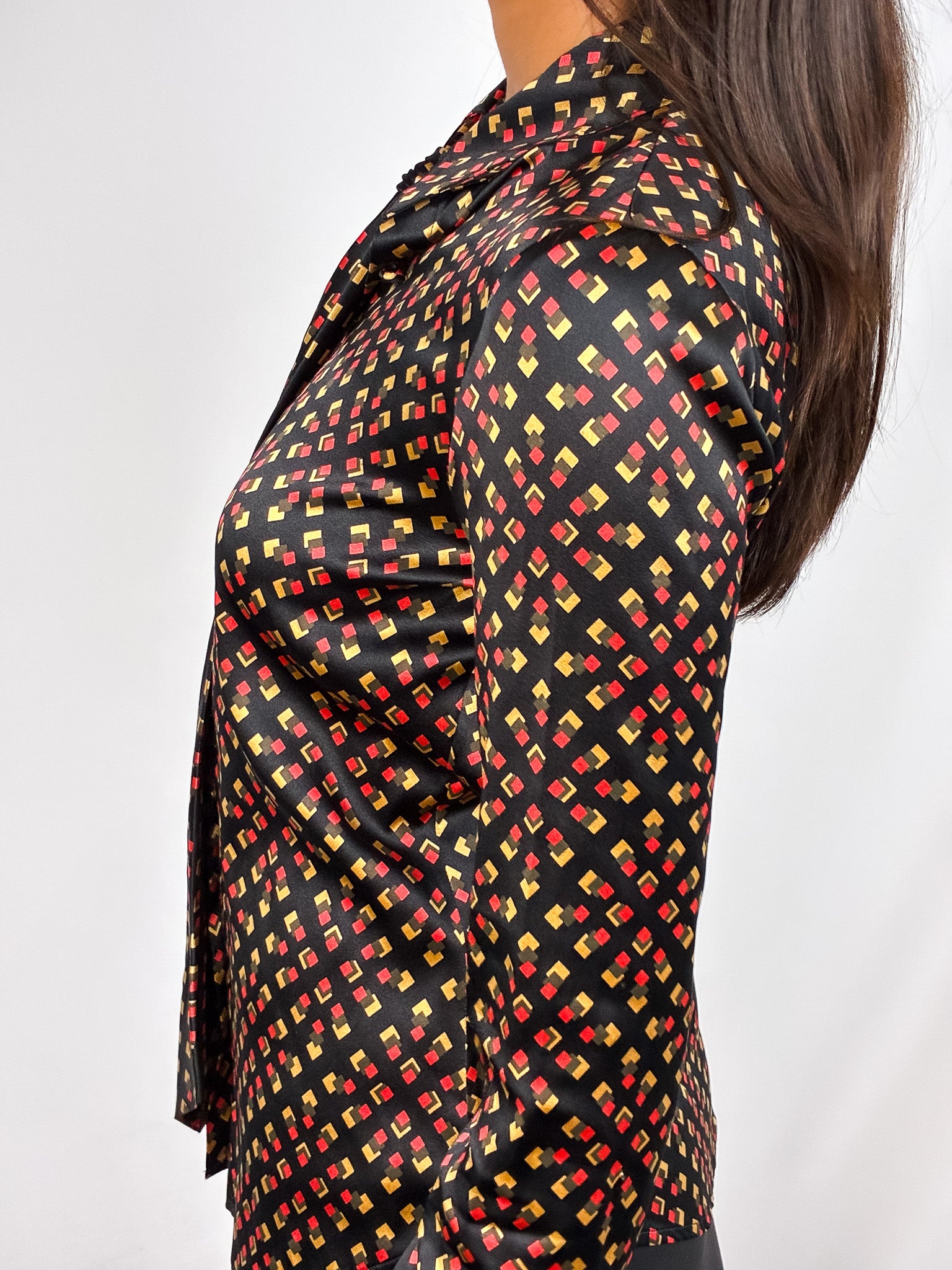 Diane von Furstenberg 2010s Black Silk Tie-Neck Blouse - XS/S