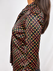 Diane von Furstenberg 2010s Black Silk Tie-Neck Blouse - XS/S