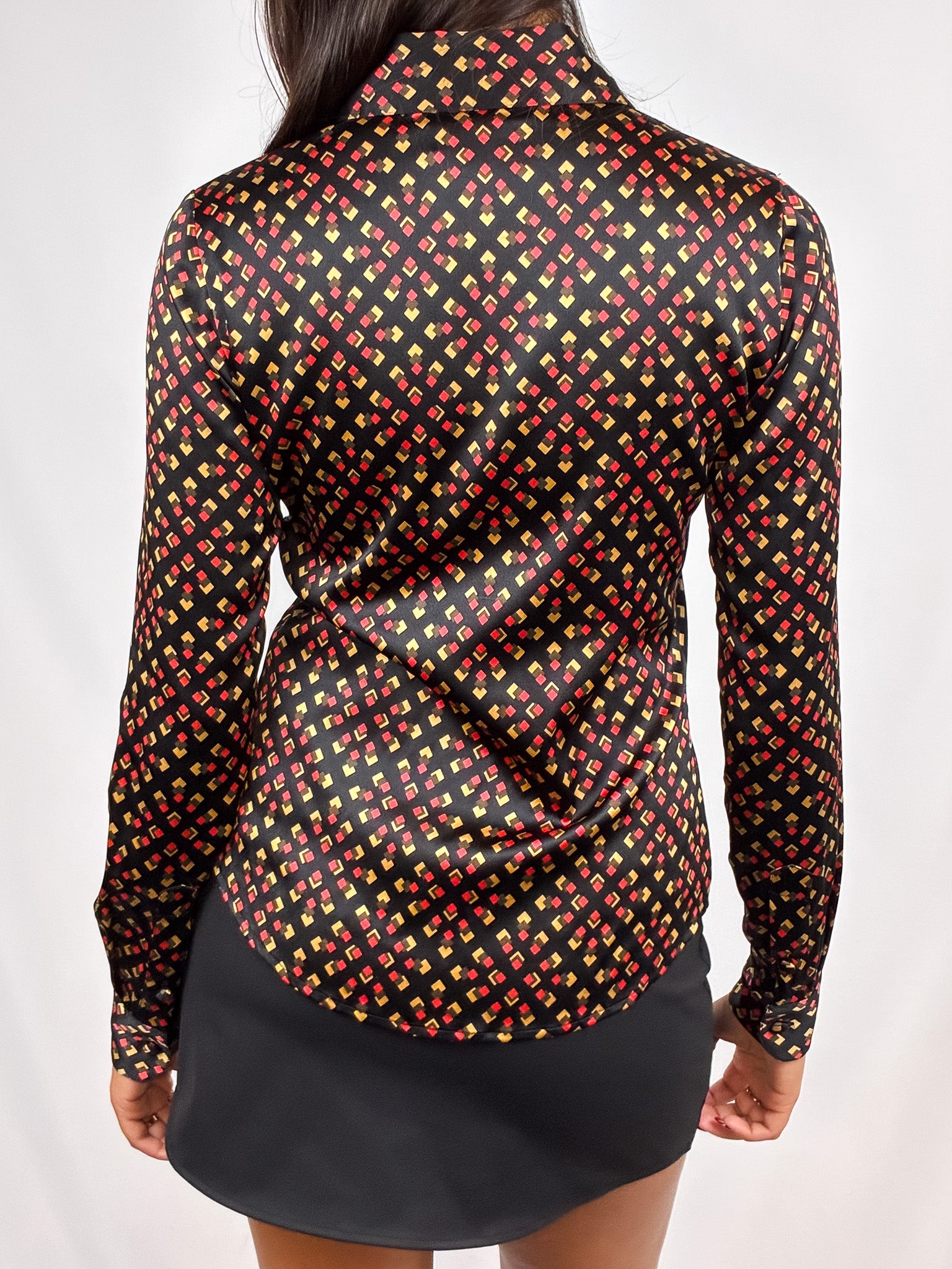 Diane von Furstenberg 2010s Black Silk Tie-Neck Blouse - XS/S