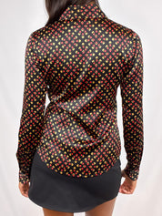 Diane von Furstenberg 2010s Black Silk Tie-Neck Blouse - XS/S