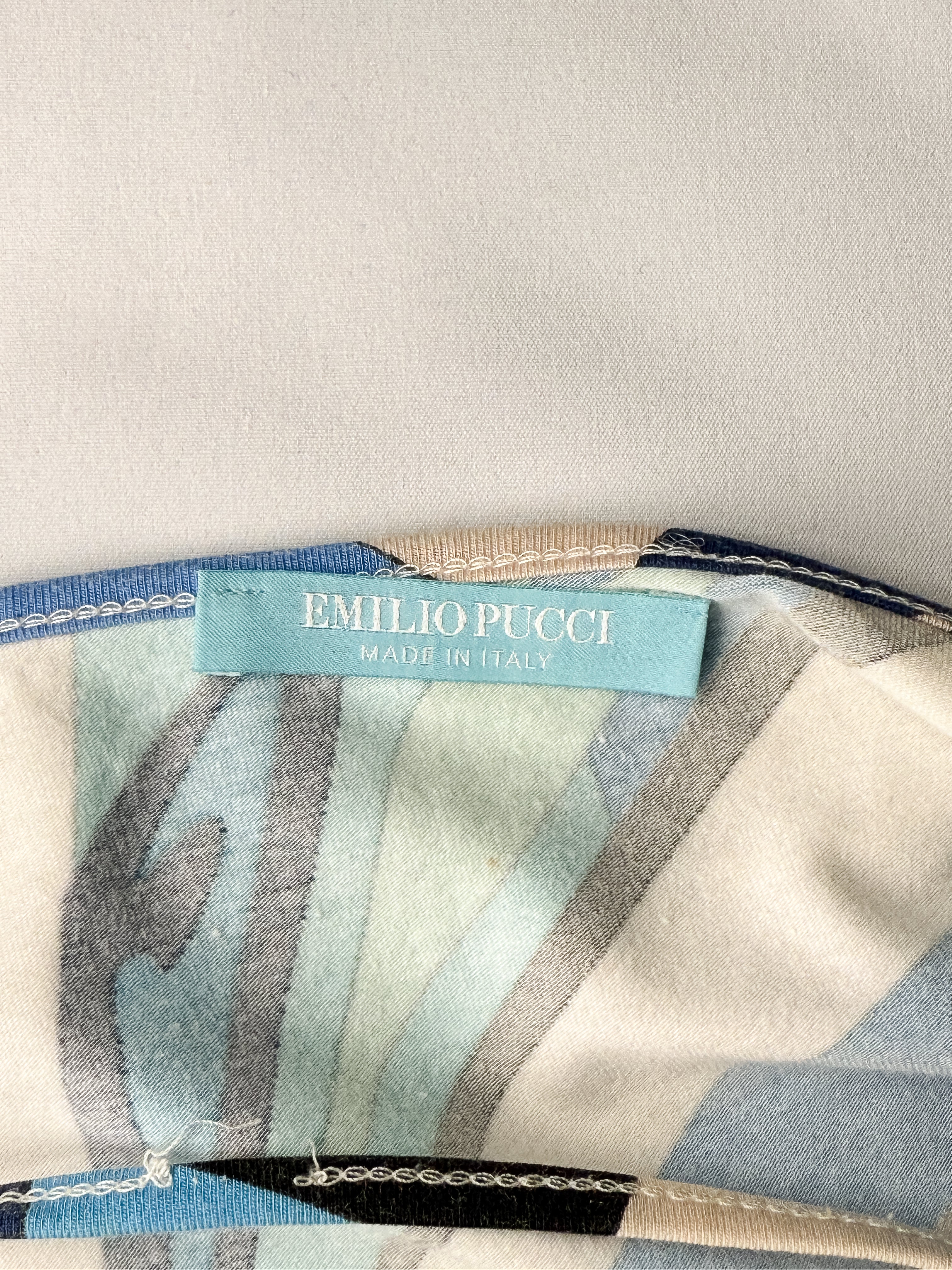Emilio Pucci 2000s Blue Abstract Print Crossback Mini Dress - S/M