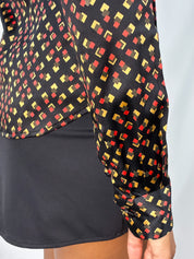 Diane von Furstenberg 2010s Black Silk Tie-Neck Blouse - XS/S