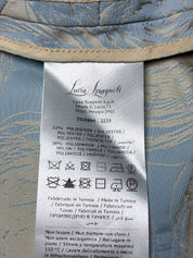 Luisa Spagnoli 2000s Cream & Blue Jacquard Rose Cropped Jacket - XS