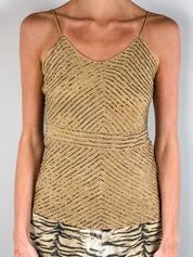 Studio Classics 2000s Gold Chevron Sequin Beaded Cami - XS/S