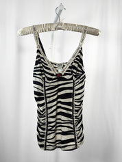 D&G Underwear 2000s Zebra Print Lace Trim Cami - S