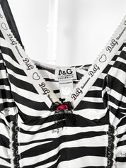 D&G Underwear 2000s Zebra Print Lace Trim Cami - S