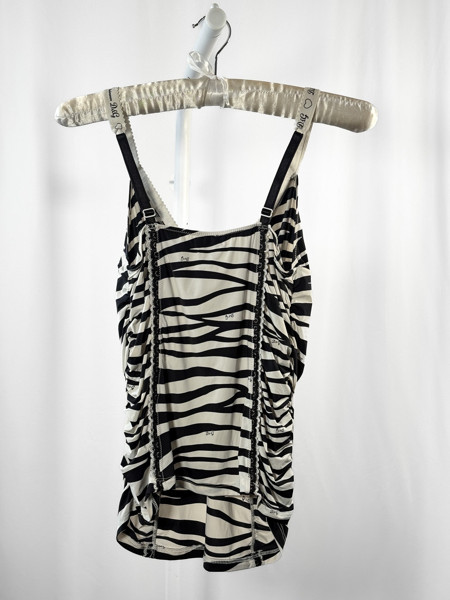 D&G Underwear 2000s Zebra Print Lace Trim Cami - S