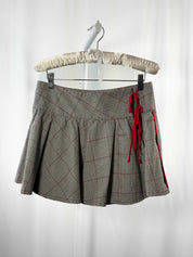 Just Cavalli 2000s Glen Plaid Red Lace-Up Flared Mini Skirt - S/M