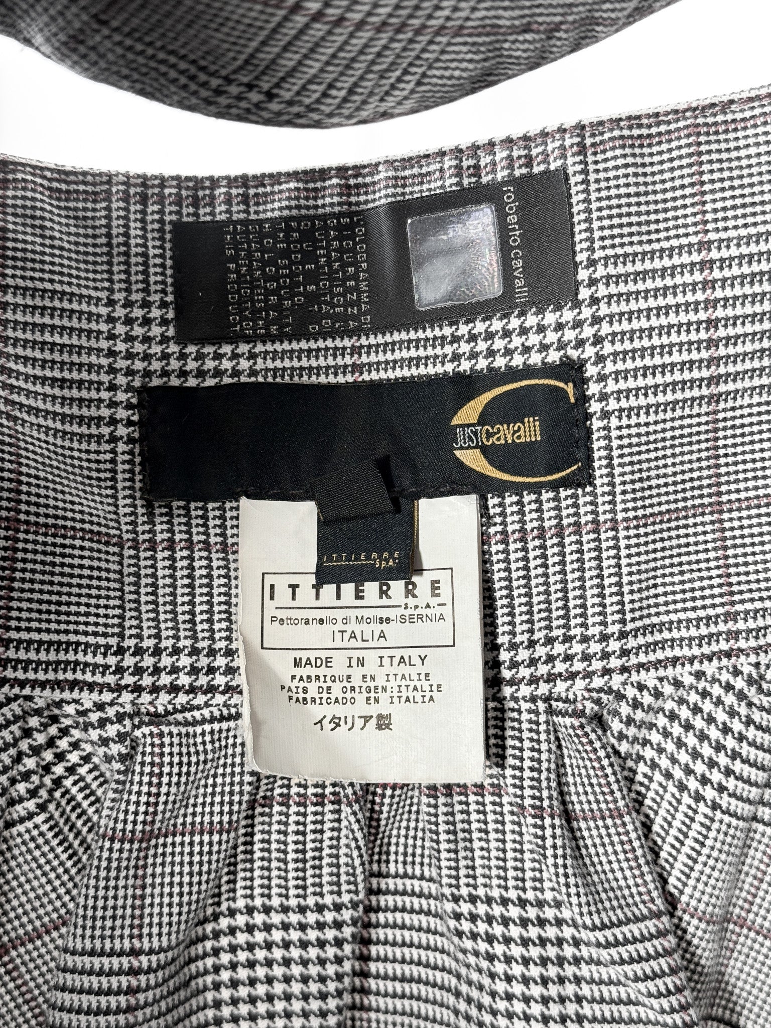 Just Cavalli 2000s Glen Plaid Red Lace-Up Flared Mini Skirt - S/M