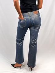 Just Cavalli 2000s Gold-Coated Dark Wash Bootcut Jeans - XS/S