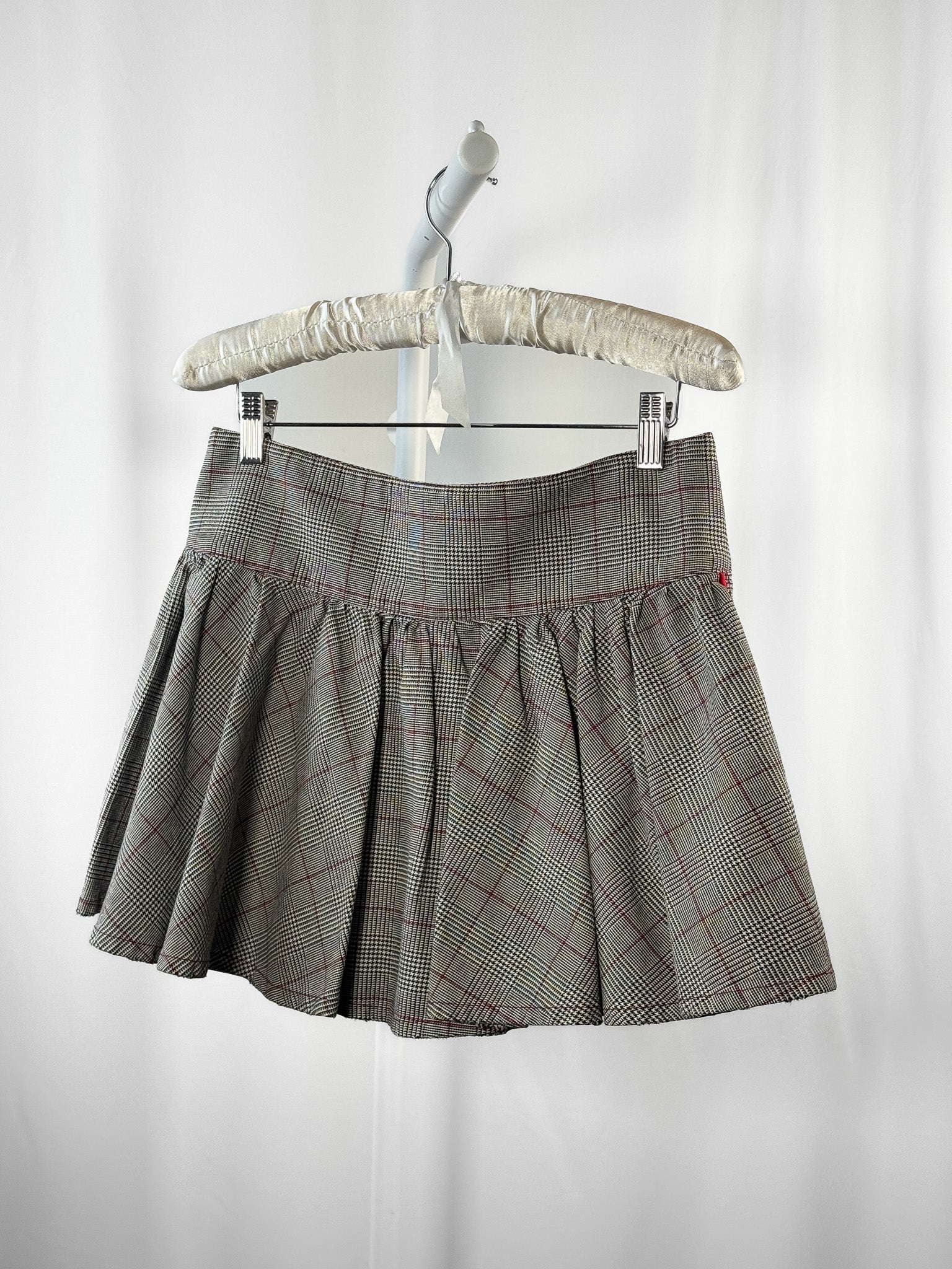 Just Cavalli 2000s Glen Plaid Red Lace-Up Flared Mini Skirt - S/M